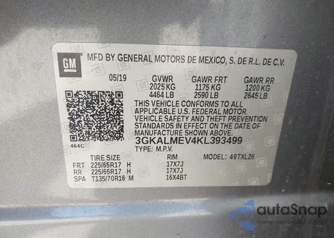 2019 GMC Terrain Sle from USA, damaged, VIN 3GKALMEV4KL393499